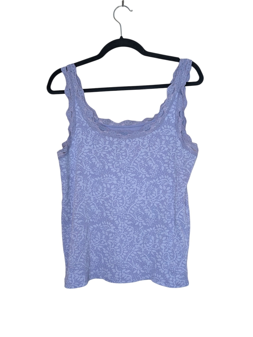 Fresh Produce Lace-Trim Floral Tank Top - Lavender Sz XL